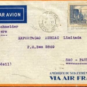 France 1935 Commercially used Air France airmail from Le Havre to San Paulo, Brazil