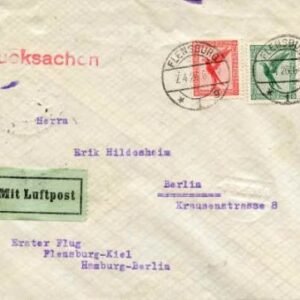 Germany 1926 First Flight Flensburg-Kiel, Hamburg-Berlin