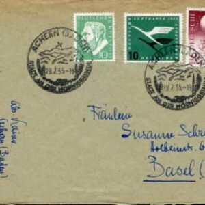 Germany 1955 cover sent airmail from Achern to Basel, Switzerland