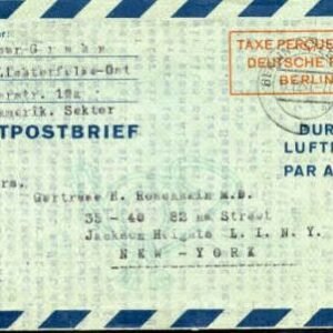 Germany 1949 Berlin Aerogram, VF commercially used to NY.