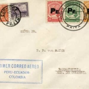 Peru 1928 Scadta flight cover to Colombia. First flight Peru - Ecuador - Colombia.