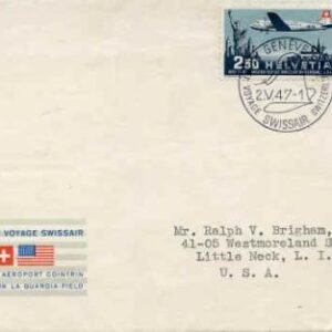 Switzerland 1947 Swissair First Flight cover, VF condition.