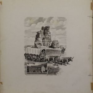 US Artmaster Scott 1061 1954 Kansas Territory, Pioneer Wagon Train  - Artwork