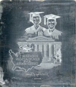 US Artmaster Scott 1206 1962 Higher Education, Map of U.S.  - Plate