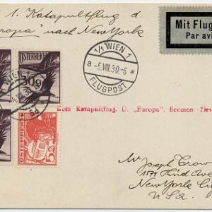 Austria 1930 Catapult Card Europa Bremen - NY