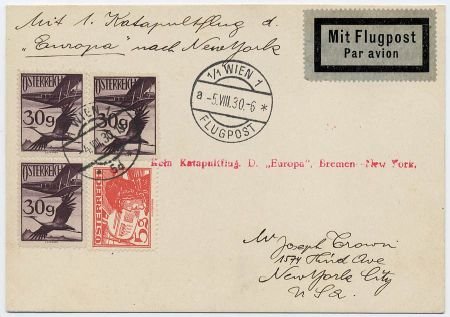 INV-03040itExt_73ea2f54-bb16-471c-9b82-caa204d408dd Austria 1930 Catapult Card Europa Bremen - NY
