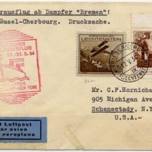 Liechtenstein 1934 Catapult Cover
