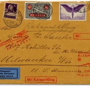 Switzerland 1930 Catapult Cover, Bremen - New York