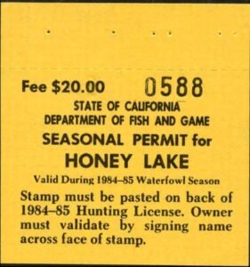 US 1984-85 Honey Lake permit stamp