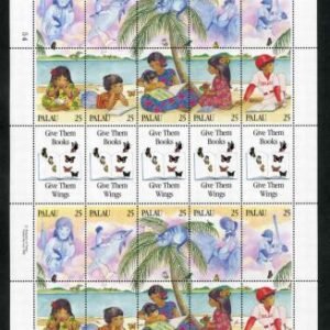 US Palau 1989 M/S of 20 with 5 butterfly labels