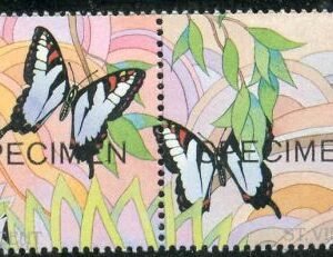 St Vincent 1990 Butterfly pair, Specimen ovpt.