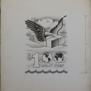 US Artmaster Scott 1341 1968 Airlift, Eagle Holding Pennant - Artwork