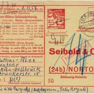 Germany 1958 Advertising postal card for honey