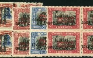Mexico 1916 628 - 638 Mint Blocks of 4