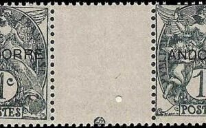 French Andorra F - VF NH  Gutter Blocks 1 - 3 P1 1931 1st issue