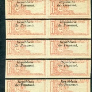 Panama F17 Imperf Pair 1903 - 04 Registration stamp of Colombia overprint