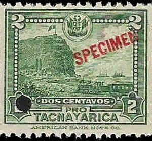 Peru RA13 1928 F - VF NH Railway/Trains, Tacna-Africa Border dispute with Chile