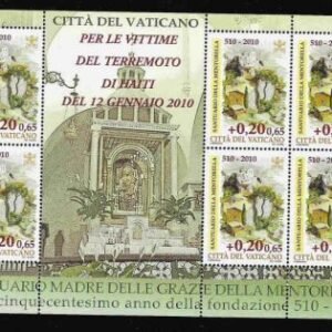 Vatican 2010 B5 Haiti Earthquake Sheet Mini Sheet of 6