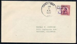 US Arizona, Christmas 657 Fancy Cancel Cover Christmas, AZ Purple 32