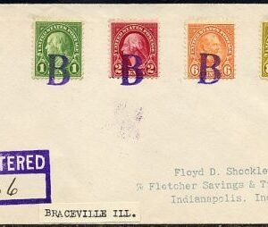 US Illinois, Bondville 632 Fancy Cancel Cover Purple "B"
