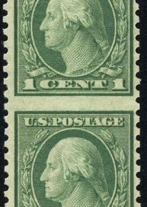 US 538a Washington / Franklin F - VF NH Vertical Pair w/ Imperf cv $125