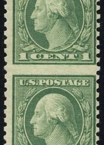 US 538a Washington / Franklin Fine + NH Vertical Pair w/ Imperf cv $125