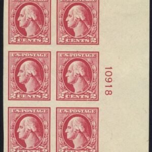 US 532 Washington / Franklin Superb LH Right Plate Block of 6 cv $370+