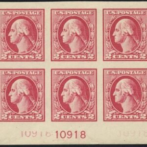 US 532 Washington / Franklin Superb LH Bottom Plate Block of 6 cv $370