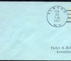 US New York, Almond 553 Fancy Cancel Cover Almond, NY Cancel