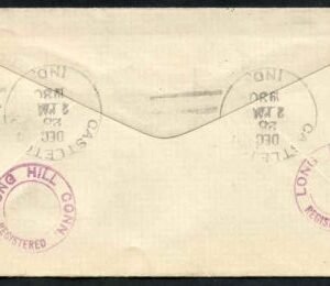 US Indiana, Castleton 565 Fancy Cancel Cover Negative Castle in Rectangle