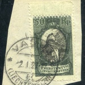 Liechtenstein 67 Used On Piece - Double Perfs at Top Margin