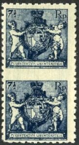 Liechtenstein 58 Variety NH Vertical Pair - Cert