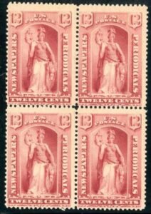 US PR82 Newspaper Fine+ NH "Justice" Block of 4