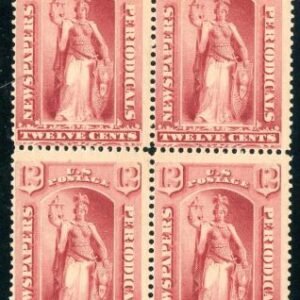 US PR82 Newspaper Fine+ NH "Justice" Block of 4