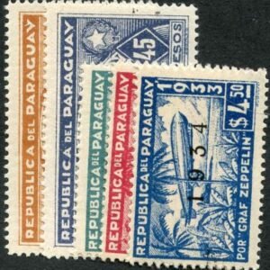 Paraguay 1934 C88 - C92 F-VF LH 1934 overprint