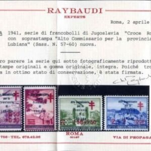 Yugoslavia, Lubiana  1941  Italian Occupation, Sassone 57 - 60 F-VF NH Raybaudi certificate.