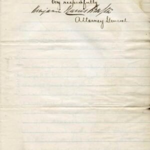 Autographs Benjamin H. Brewster Attorney General signed letter