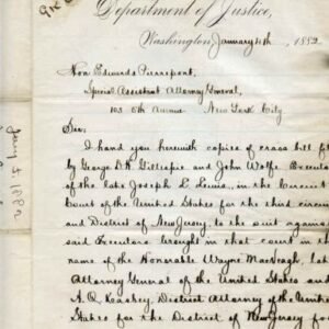 Autographs Benjamin H. Brewster Attorney General signed letter