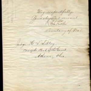 Autographs Robert T. Lincoln 1883 Secretary of War signed letter