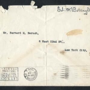Autographs Edith Bolling Wilson 1926 Rubber stamped signature on cover