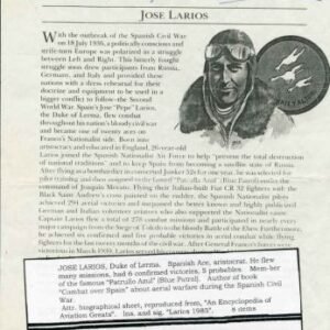 Autographs Jose Larios 1985 Spanish Ace, Signed biographical re print