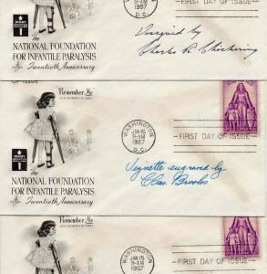 US 1087 Autographed Set of 3 FDC's by Deigners and engravers