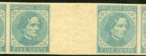 US Back Of Book - Confederate States of America 6P5 VF Strip of 4 with Gutter Between
