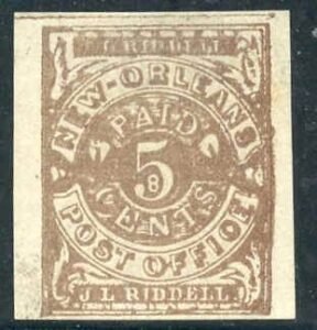 US Back Of Book - Confederate States of America 62X3 Postmaster Provisionals 2 Cent New Orleans brown, XF unused