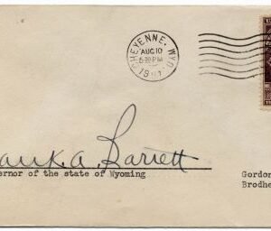 US 897 Autographed Cover, Governor Frank Barrett of WY