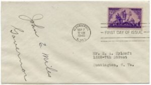 US 898 Autographed Cover, Gov. J. Miles of NM