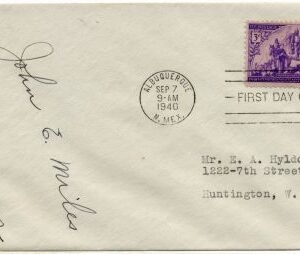 US 898 Autographed Cover, Gov. J. Miles of NM
