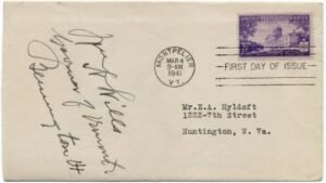 US 903 Autographed Cover, Gov. W. Wills of VT