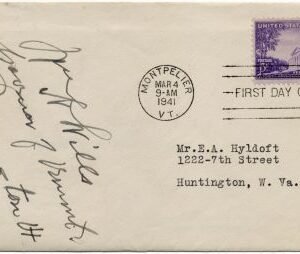 US 903 Autographed Cover, Gov. W. Wills of VT