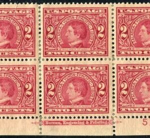 US 370 Early Commemoratives VF Hinged Plate Block of 6